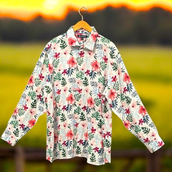 CREMIEUX 100% Linen Tropical Button down size XL - Picture 1 of 8